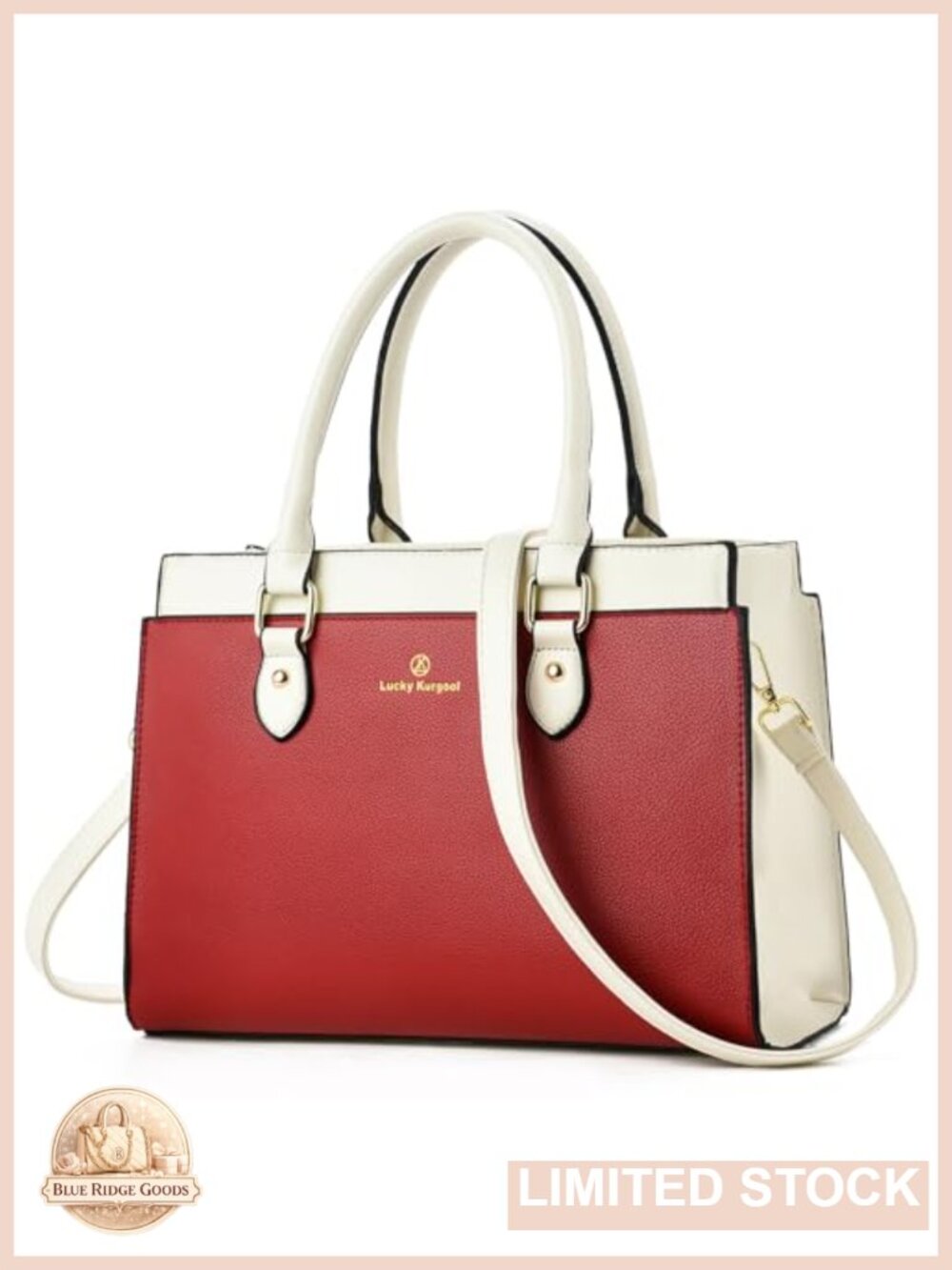 Faux Leather Dual-tone Tote Purse Satchel Crossbody Handbag